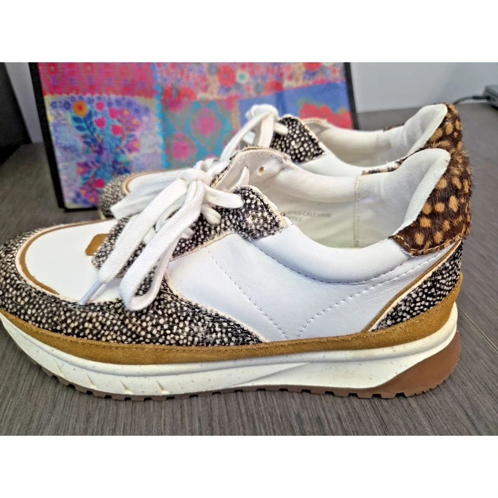 Madewell Shoes Women's 8.5M White Cheetah Animal Print Sneakers Low Leather